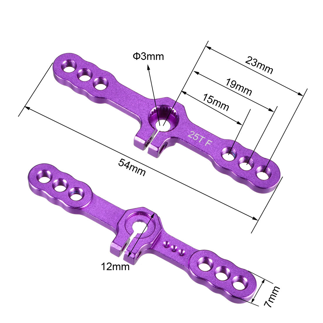 uxcell Uxcell Aluminum Servo Horn 25T M3 Thread Purple, Double Steering Arm for Futaba