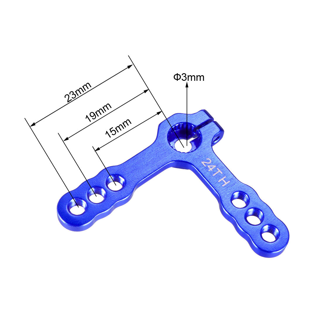 uxcell Uxcell Aluminum Servo Horn 24T M3 Thread Blue,Right Angle Double Steering Arm for