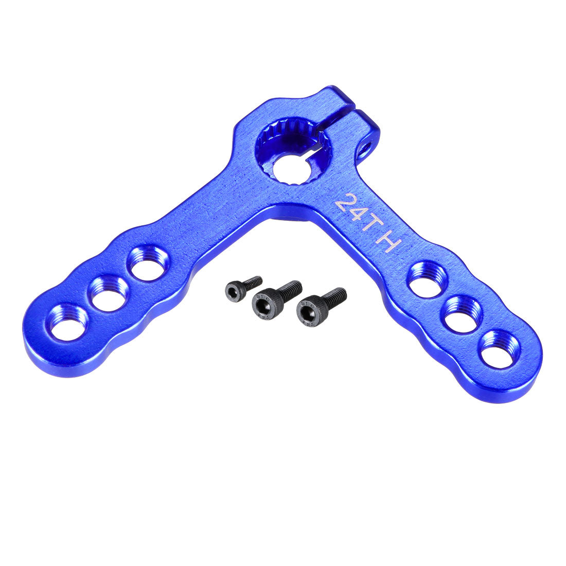 uxcell Uxcell Aluminum Servo Horn 24T M3 Thread Blue,Right Angle Double Steering Arm for