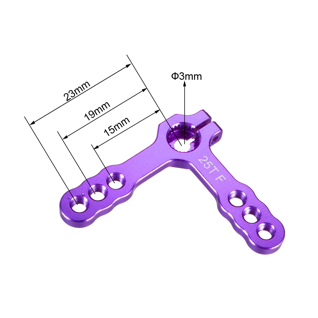 uxcell Uxcell Aluminum Servo Horn 25T M3 Thread Purple, Right Angle Double Steering Arm