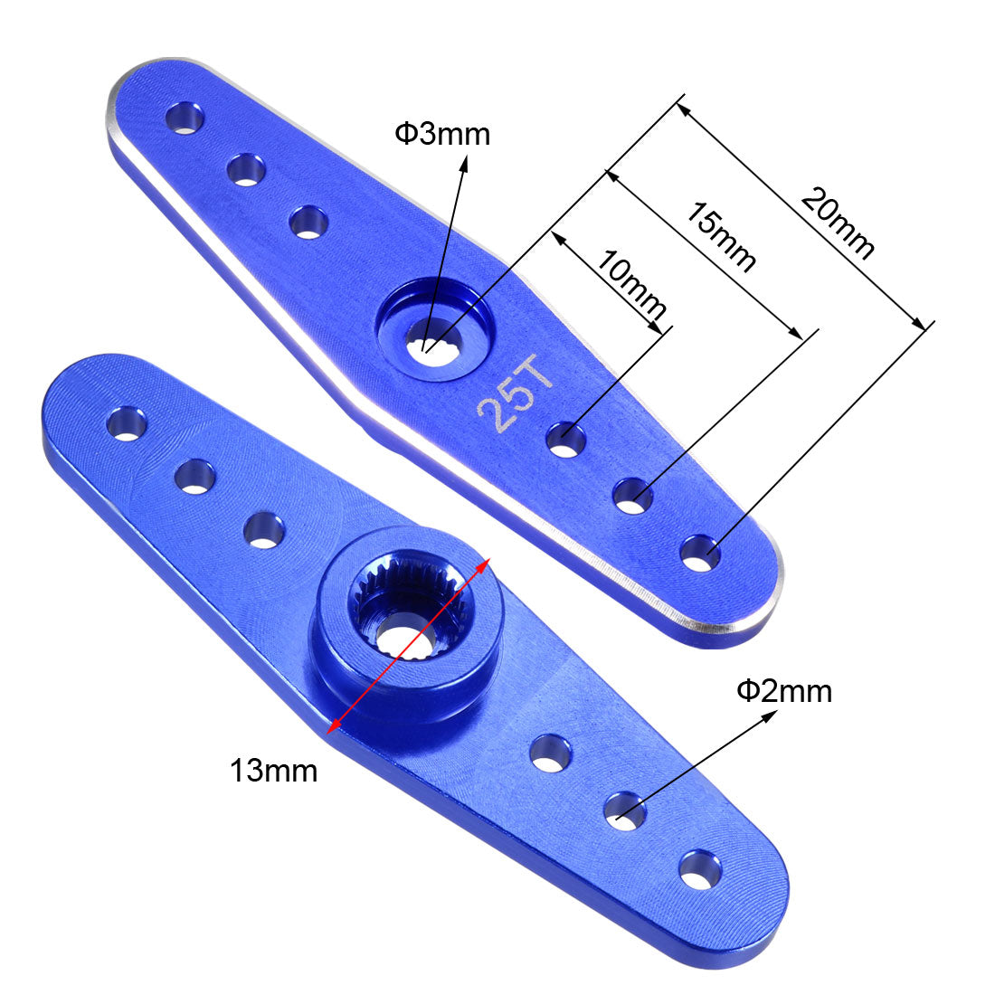 uxcell Uxcell Aluminum Servo Horn 25T 22A Blue, 3mm Hole Double Arm for Futaba
