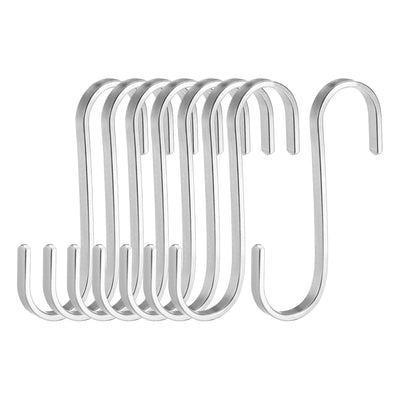uxcell Uxcell Stainless Steel S Hooks 3" Flat S Shaped Hook Hangers 8pcs