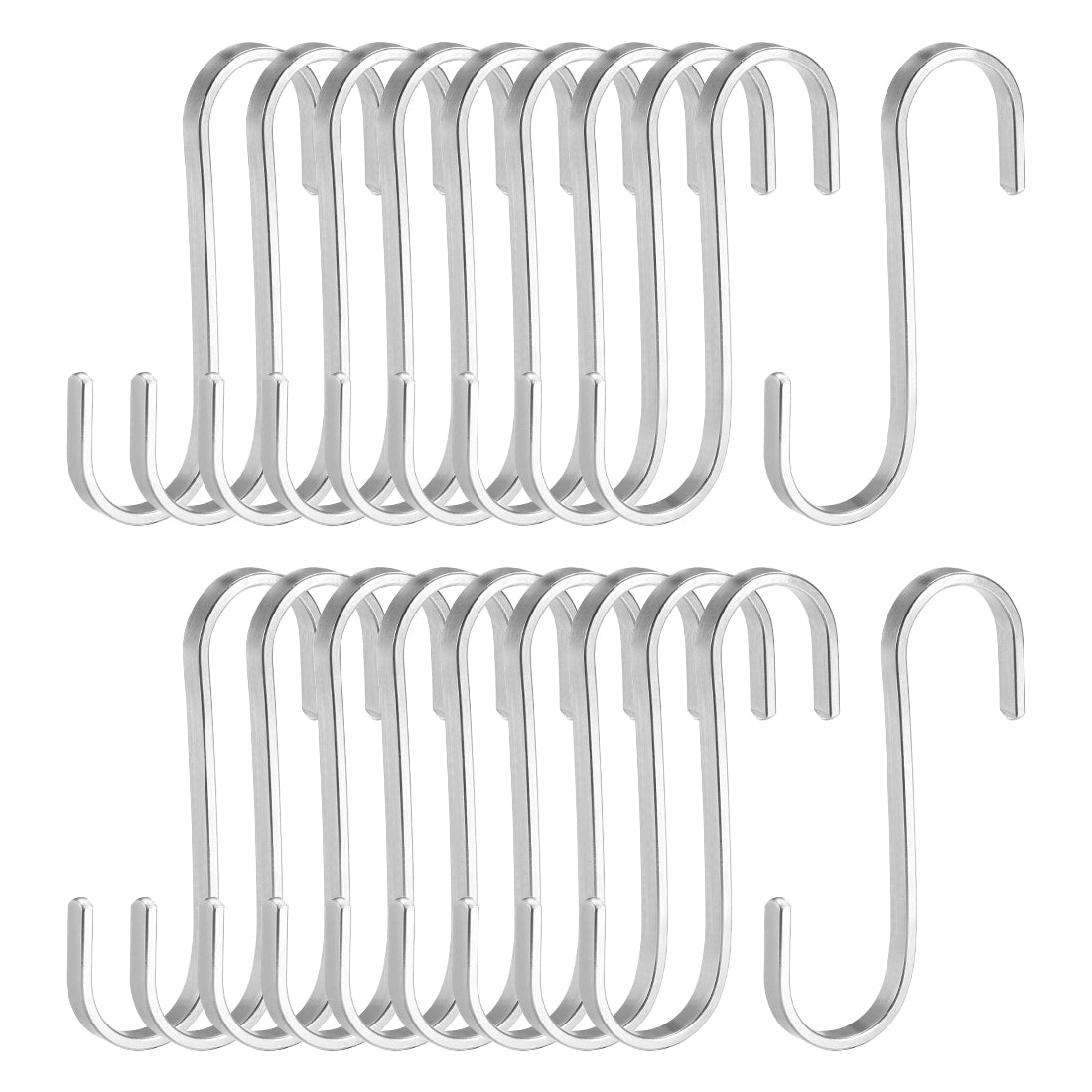 uxcell Uxcell Stainless Steel S Hooks 3" Flat S Shaped Hook Hangers 20pcs