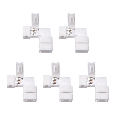 Harfington Uxcell 8mm 2P L-shape LED Strip Connector Right Angle Corner Connectors for Single Color 3528 2 Conductor LED Strip Lights Strip to Strip 15Pcs