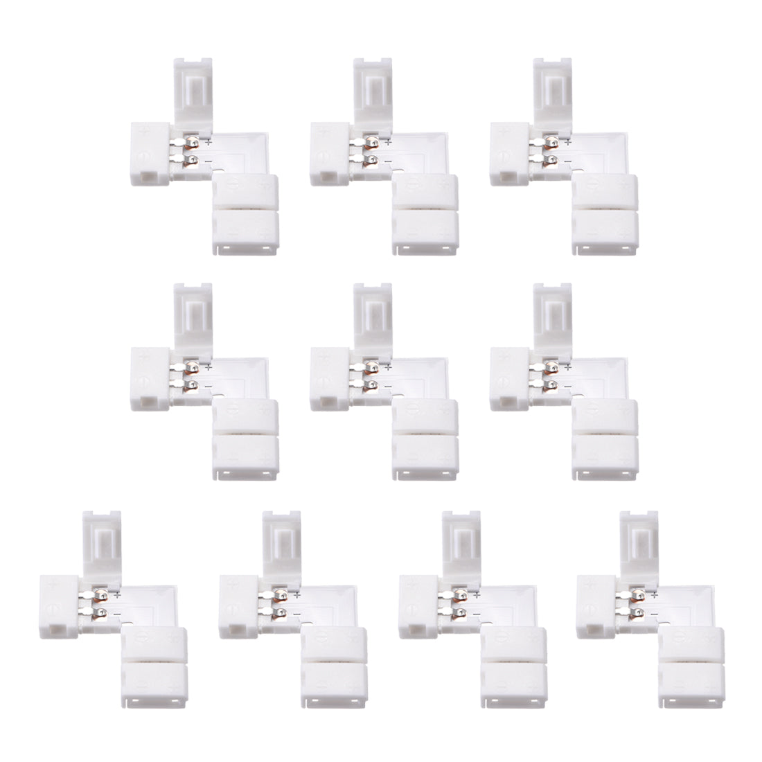 Uxcell Uxcell 8mm 2P L-shape LED Strip Connector Right Angle Corner Connectors for Single Color 3528 2 Conductor LED Strip Lights Strip to Strip 15Pcs