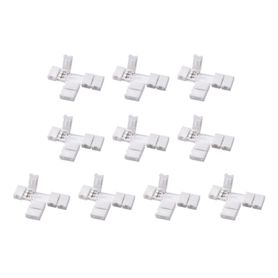 Harfington Uxcell 8mm 2P T-shape LED Strip Connector for Single Color 3528 2 Conductor LED Strip Lights 5Pcs