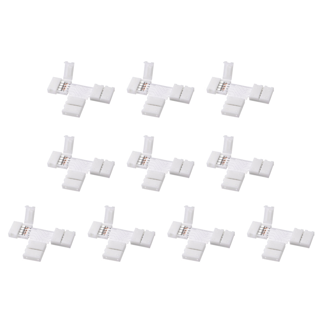 Uxcell Uxcell 10mm 4P T-shape LED Strip Connector Quick Splitter for 5050 RGB 4 Conductor Strip Lights 10Pcs
