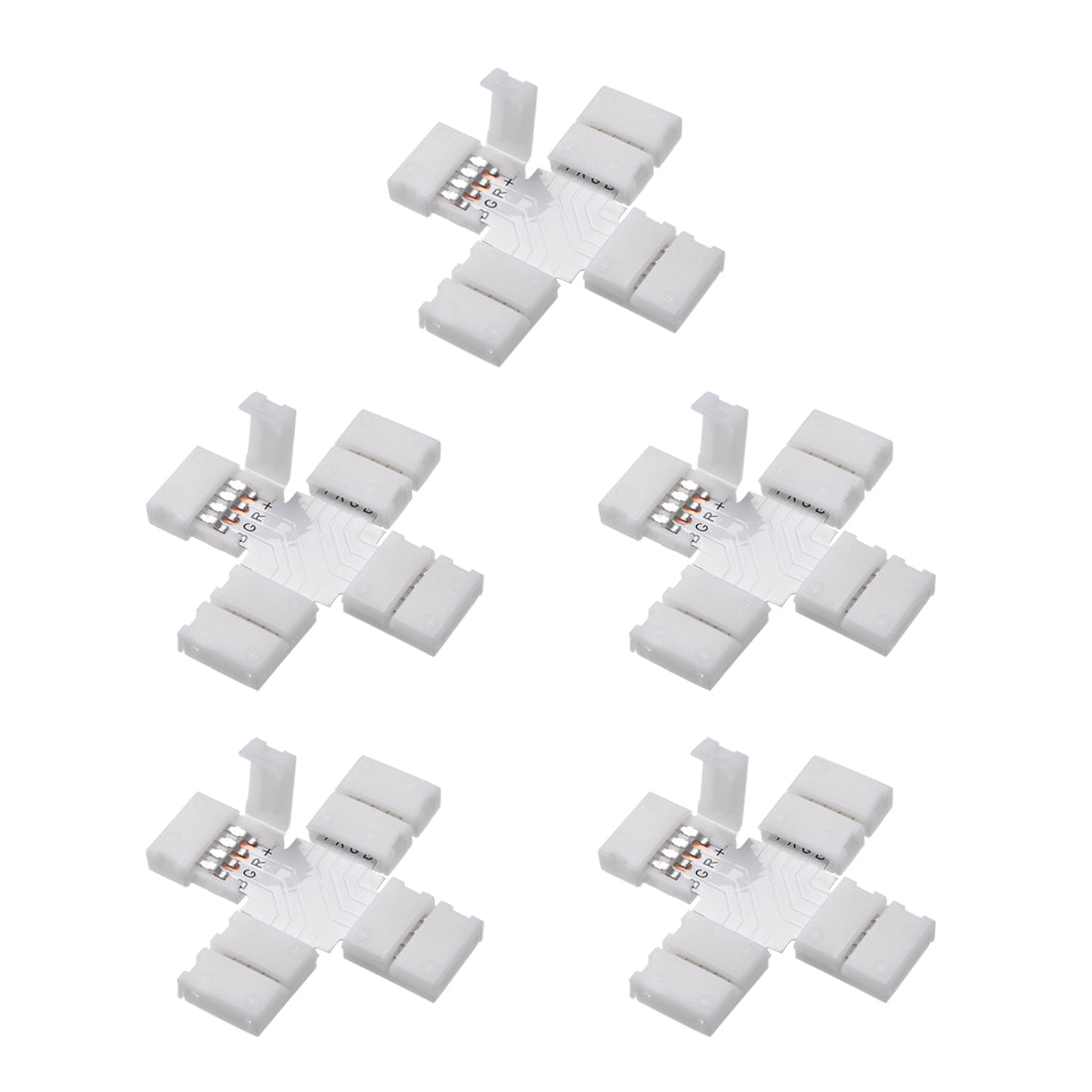 Uxcell Uxcell 10mm 4P Cross Shape LED Strip Connector Quick Splitter for 5050 RGB 4 Conductor Strip Lights 20Pcs