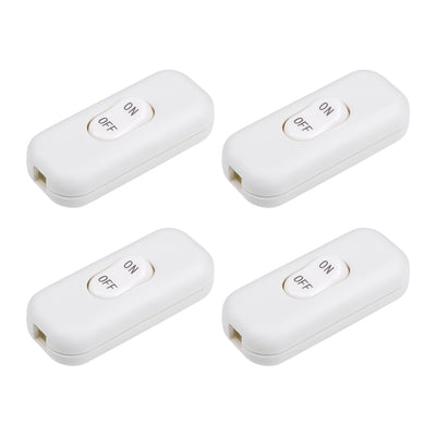 Harfington Uxcell Inline Cord Switch AC 250V 6A On-Off DPST Control Feed-Through Rocker Switch for Bedroom Table Lamp Desk Light, White 4pcs