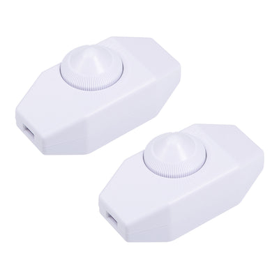 Harfington Uxcell Rotary Cord Switch AC 250V 2A Slide Control Lamp Dimmer 100-Watt White 2pcs