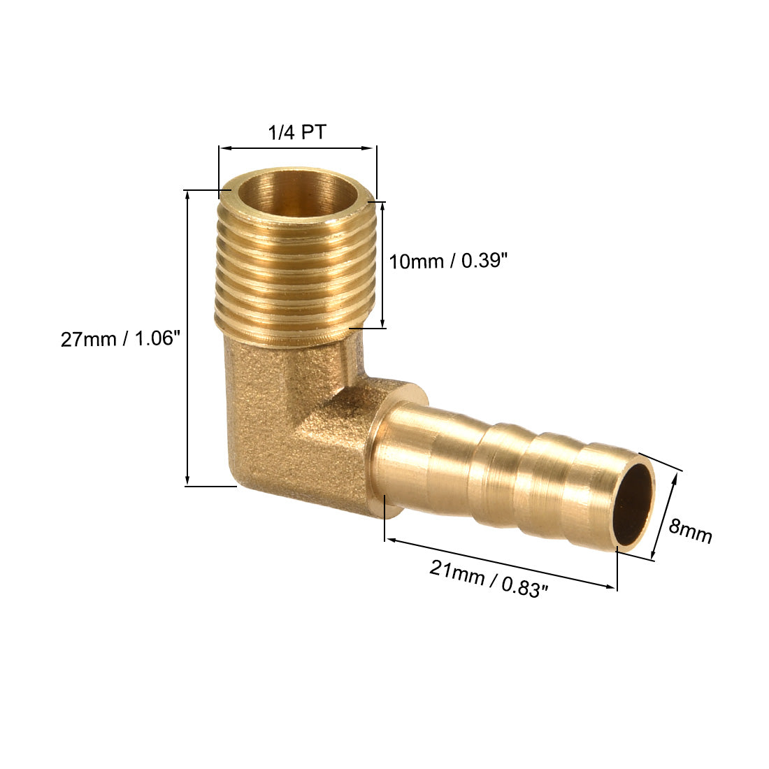 Uxcell Uxcell Brass Barb Hose Fitting 90 Degree Elbow 12mm Barbed x 1/4 PT Male Pipe 3pcs