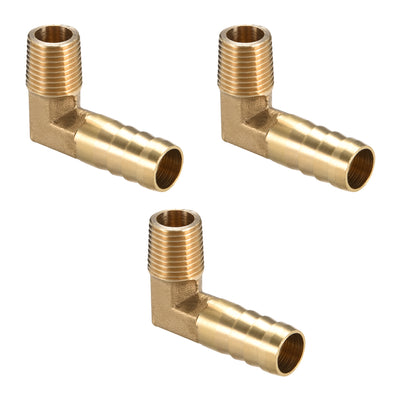 Harfington Uxcell Brass Barb Hose Fitting 90 Degree Elbow 12mm Barbed x 1/4 PT Male Pipe 3pcs