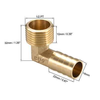 Harfington Uxcell Brass Barb Hose Fitting 90 Degree Elbow 8mm Barbed x 1/2G Male Pipe
