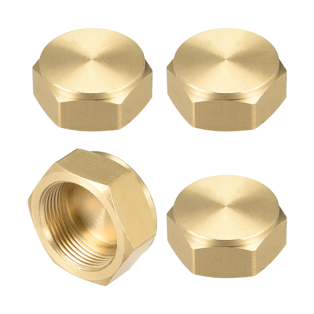 Uxcell Uxcell Brass Female Pipe Fitting Valve Cap M20x1.0 Hex Head End Plug Connector 4pcs
