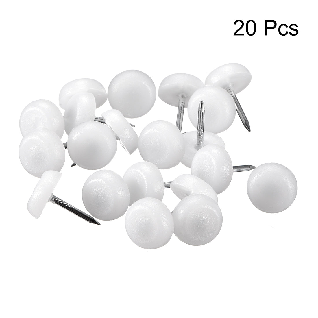 uxcell Uxcell Furniture Feet Nail, Chair Table Leg Protector Pad 12mm Dia White Plastic 20pcs