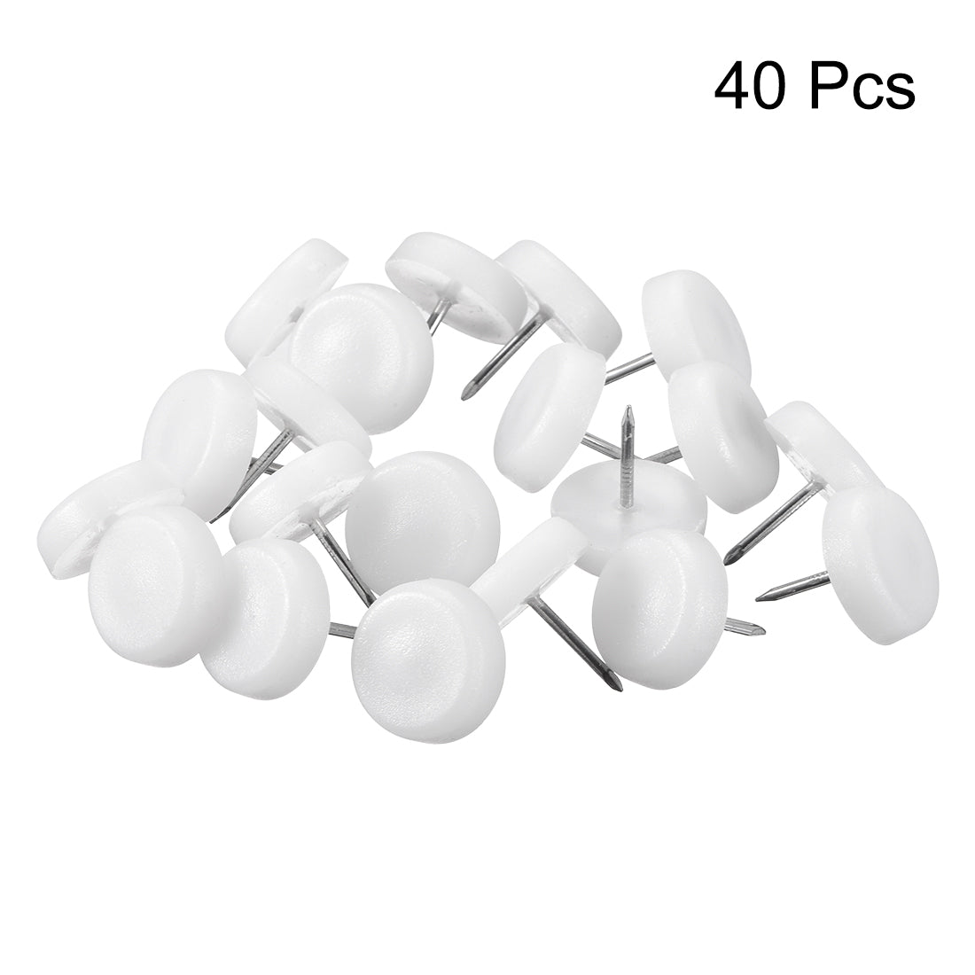 uxcell Uxcell Furniture Feet Nail, Chair Table Leg Protector Pad 22mm Dia White Plastic 40pcs