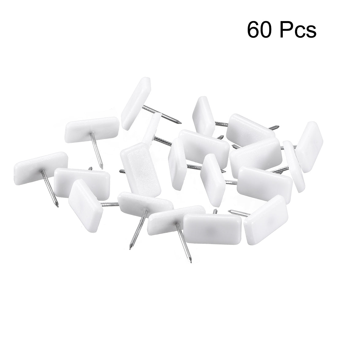 uxcell Uxcell Furniture Feet Nail, Square Chair Table Leg Protector Pad 19mm x 10mm White Plastic 60pcs