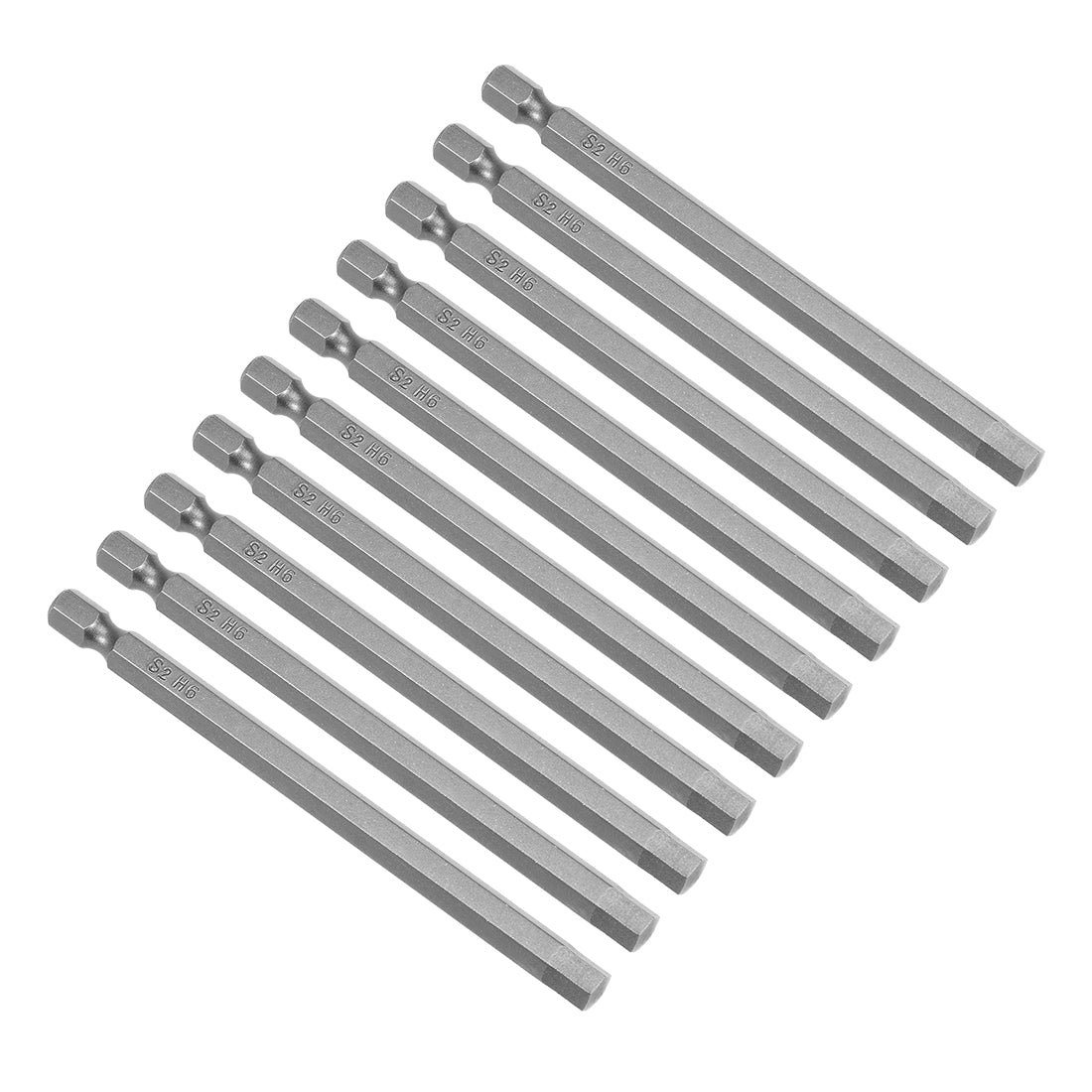uxcell Uxcell 10Pcs 1/4" Hex Shank 100mm Length Magnetic Hex Head H6 Screwdriver Bits S2 Alloy Steel