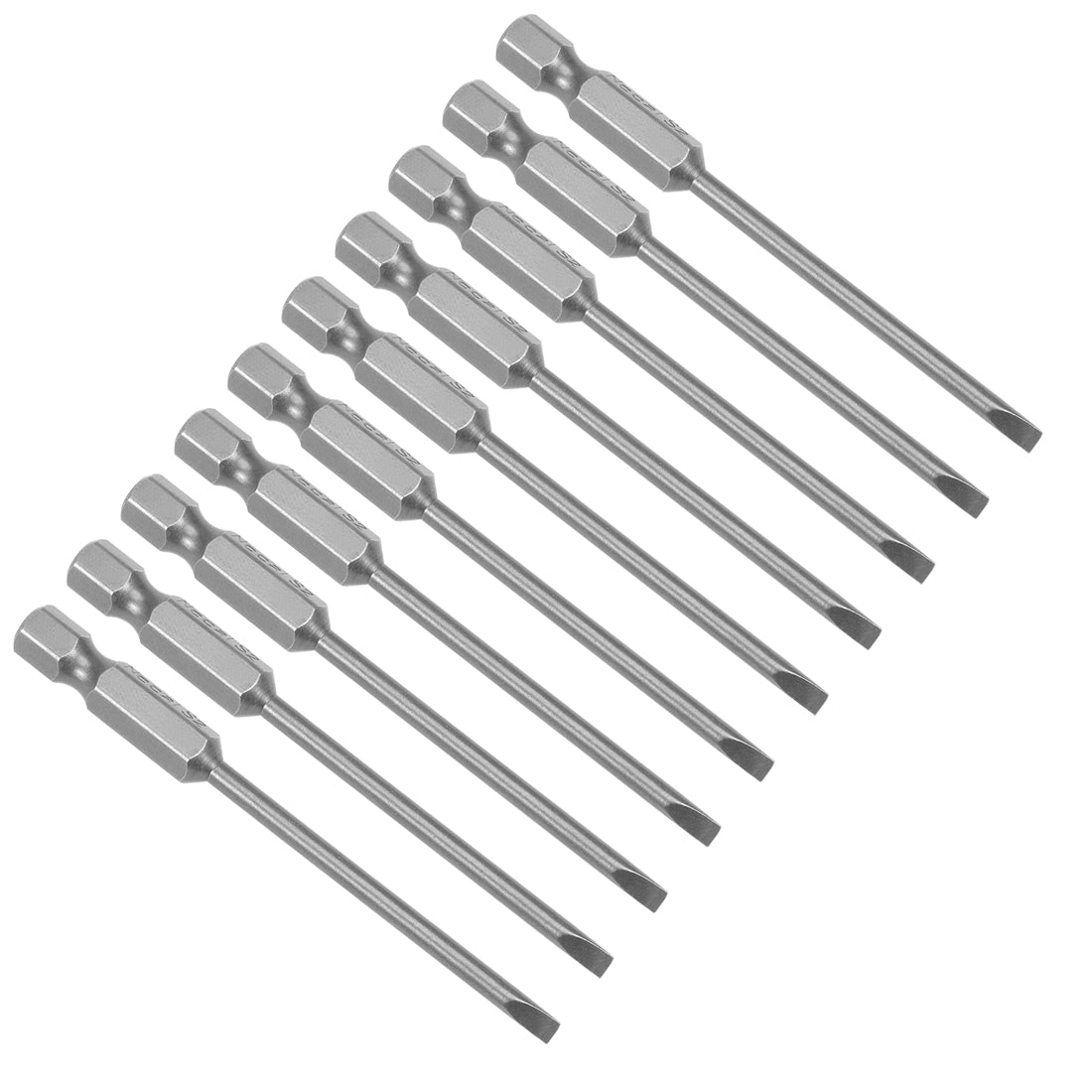uxcell Uxcell 10Pcs 1/4" Hex Shank 75mm Length Magnetic SL3 Slot Head Screwdriver Bits S2 Alloy Steel