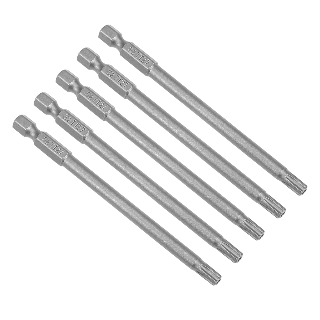 uxcell Uxcell 5Pcs 1/4" Hex Shank 100mm Length Magnetic Torx Security Head T27 Screwdriver Bits S2 Alloy Steel