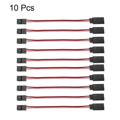 Harfington Uxcell 10Pcs 4 Inches 100mm 3-pin Servo Extension Cable Wire for RC Futaba JR Lock Type