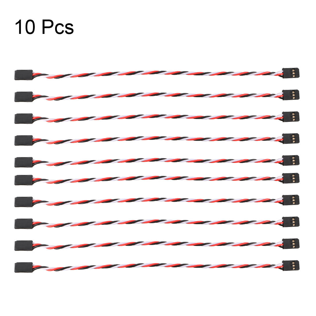 uxcell Uxcell 10Pcs 33.5CM 3-Pin Male to Male Lead Twisted Servo Extension Cable Cord Connectors, 22AWG 60-Cores Wire for RC Futaba JR Servo