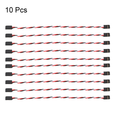 Harfington Uxcell 10Pcs 33.5CM 3-Pin Male to Male Lead Twisted Servo Extension Cable Cord Connectors, 22AWG 60-Cores Wire for RC Futaba JR Servo