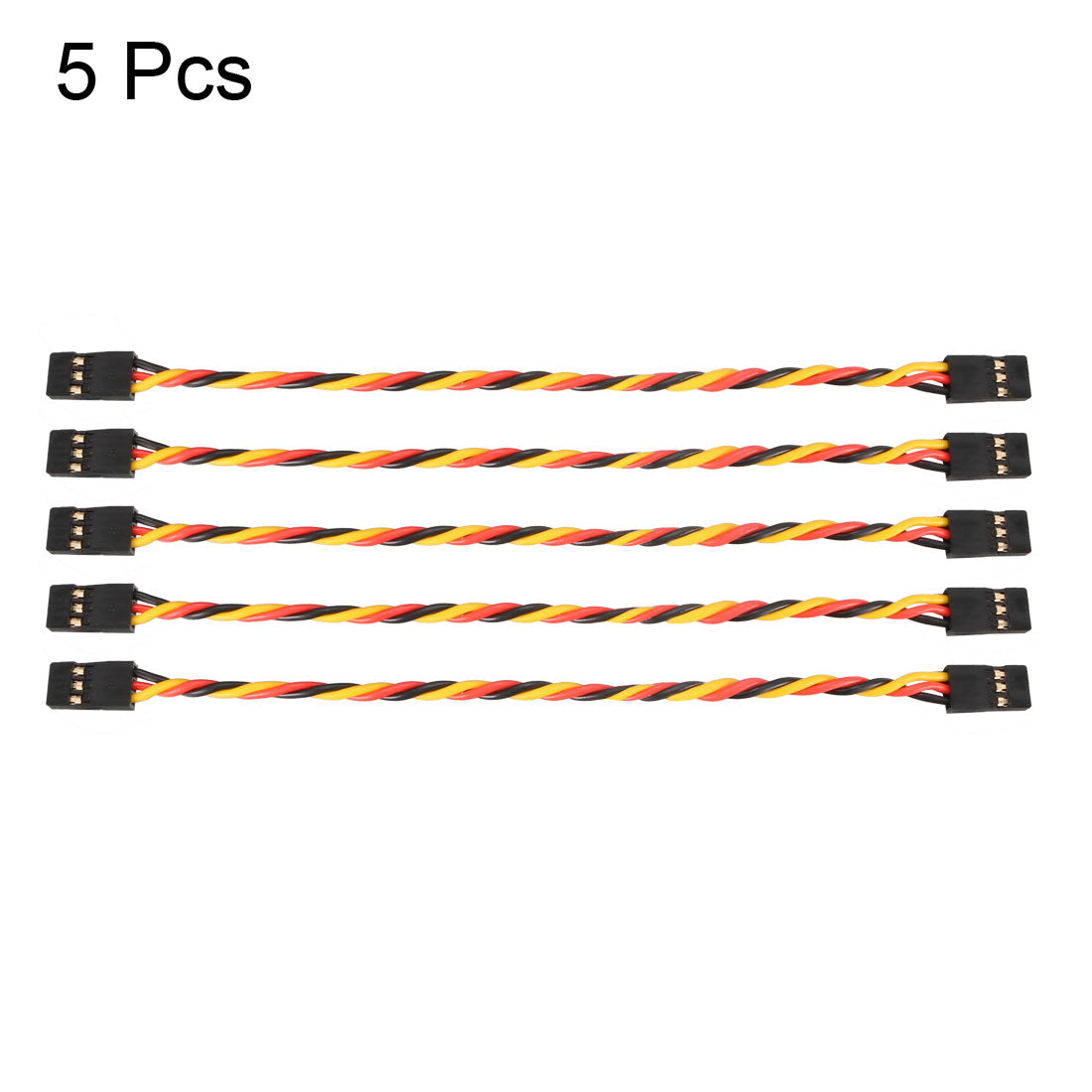 uxcell Uxcell 5Pcs 18.5CM 3-Pin Male to Male Twisted Servo Extension Cable Cord Connectors, 22AWG 60-Cores Wire for RC Futaba JR Servo