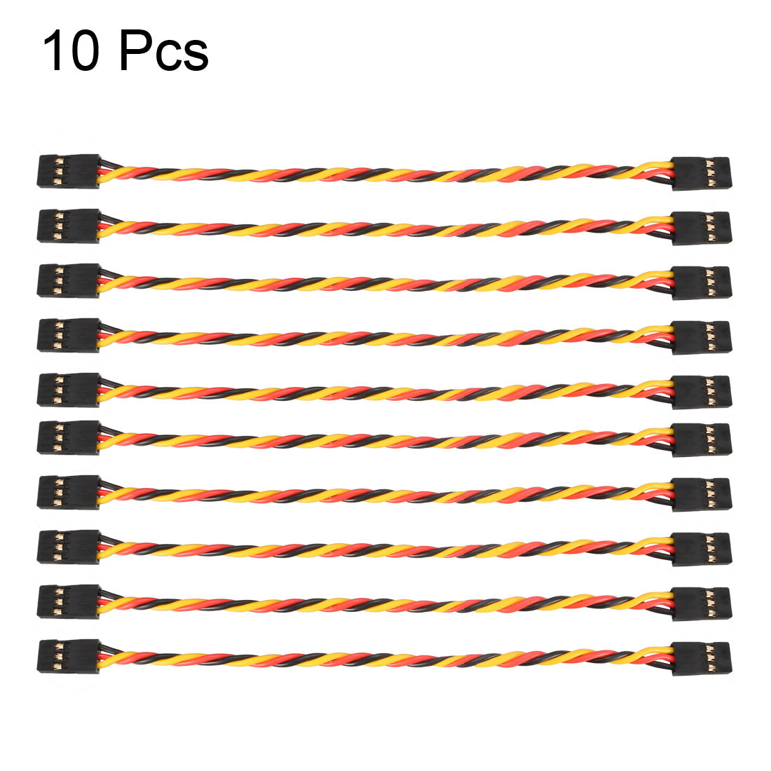 uxcell Uxcell 10Pcs 18.5CM 3-Pin Male to Male Twisted Servo Extension Cable Cord Connectors, 22AWG 60-Cores Wire for RC Futaba JR Servo