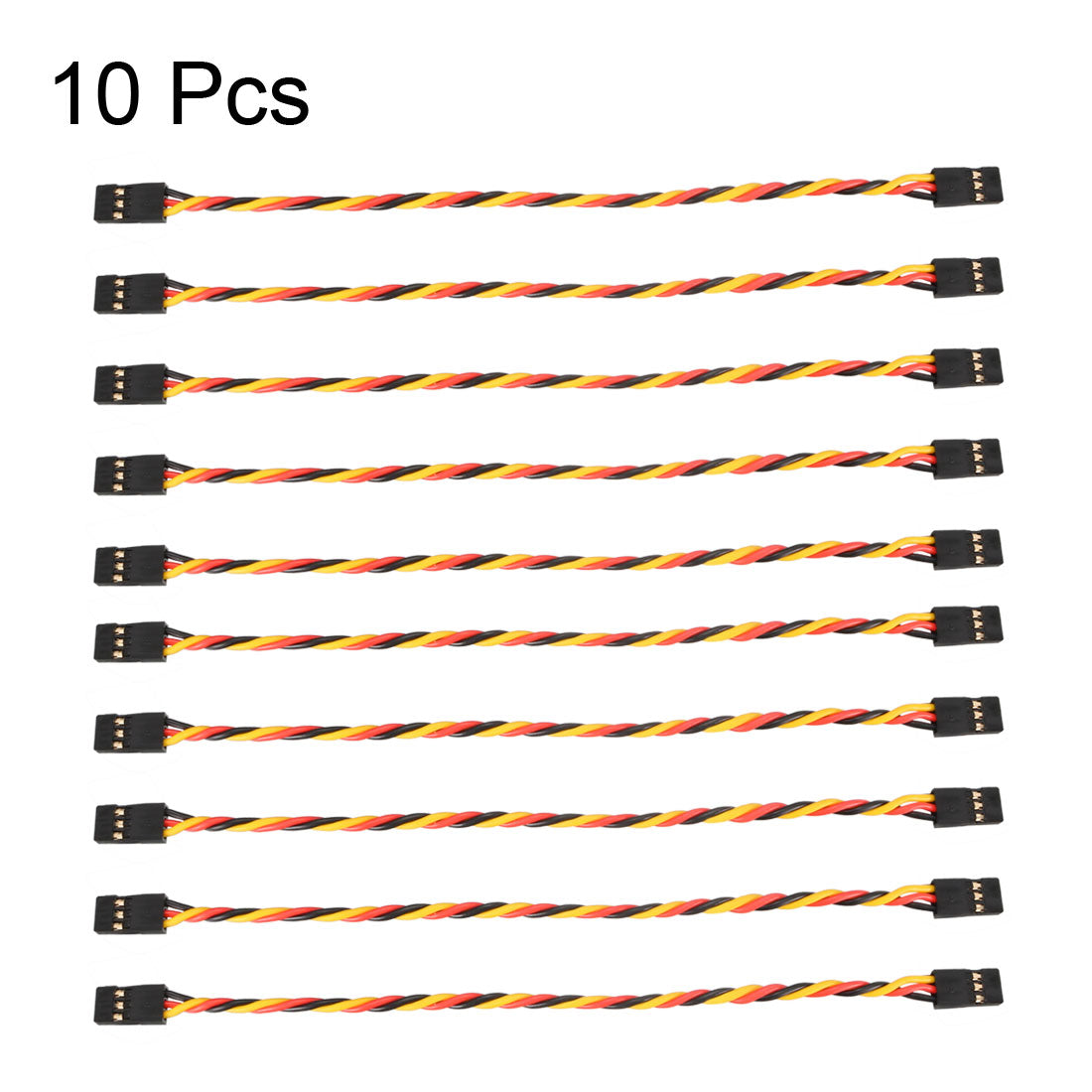 uxcell Uxcell 10Pcs 23.5CM 3-Pin Male to Male Twisted Servo Extension Cable Cord Connectors, 22AWG 60-Cores Wire for RC Futaba JR Servo
