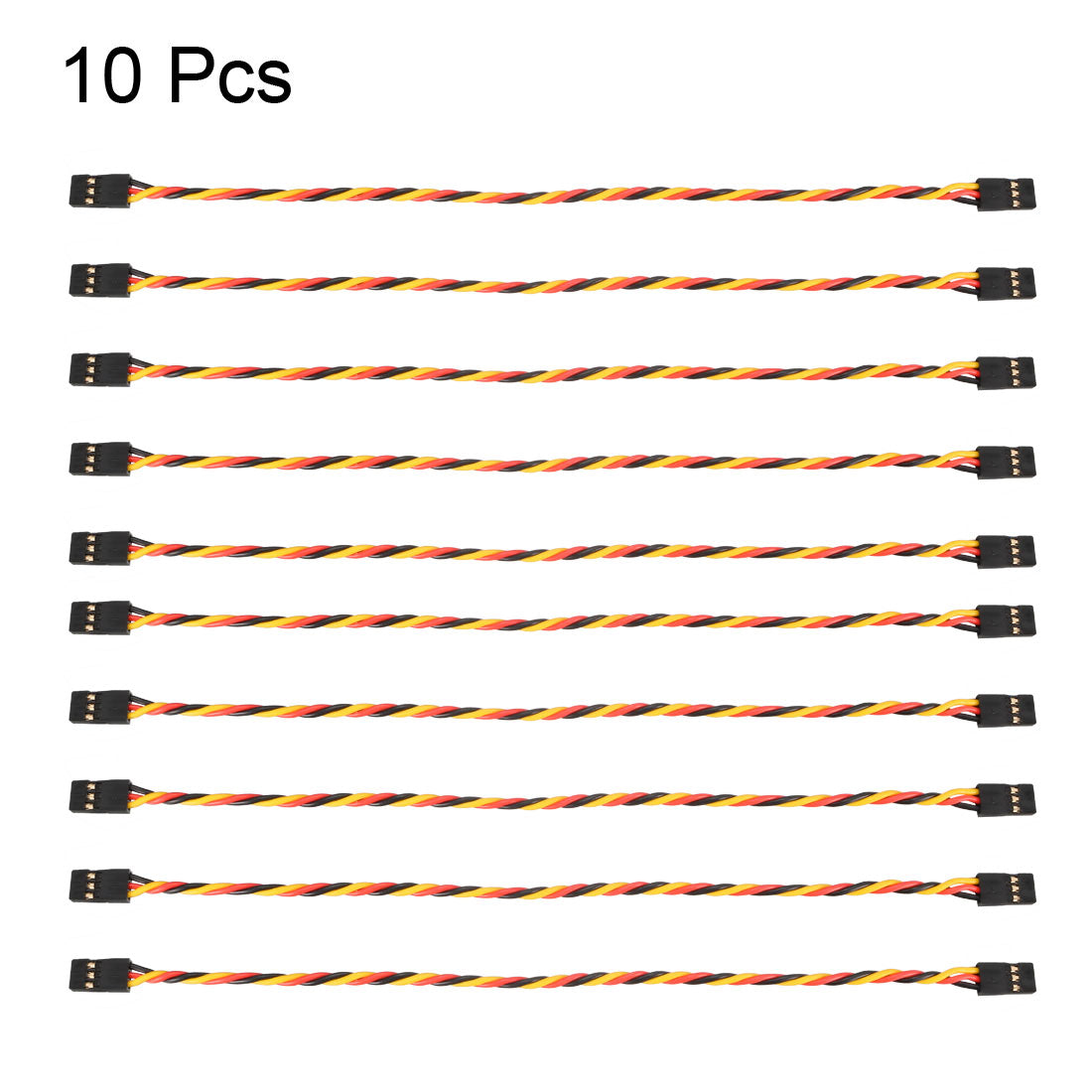 uxcell Uxcell 10Pcs 34CM 3-Pin Male to Male Lead Twisted Servo Extension Cable Cord Connectors, 22AWG 60-Cores Wire for RC Futaba JR Servo