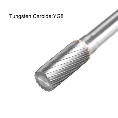 Harfington Uxcell Tungsten Carbide YG8 Single Cut Rotary Burrs File Cylinder Shape 1/4" Shank