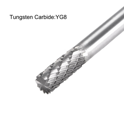 Harfington Uxcell Tungsten Carbide YG8 Double Cut Rotary Burrs File Cylinder Shape 1/4" Shank 2pcs