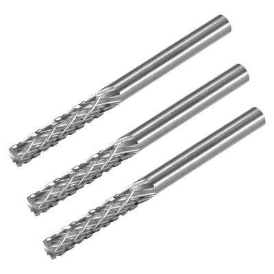 Harfington Uxcell Tungsten Carbide YG8 Double Cut Rotary Burrs File Cylinder Shape 1/8" Shank 3pcs