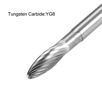 Harfington Uxcell Tungsten Carbide YG8 Single Cut Rotary Burrs File 6mmOval Shape with 1/4" Shank