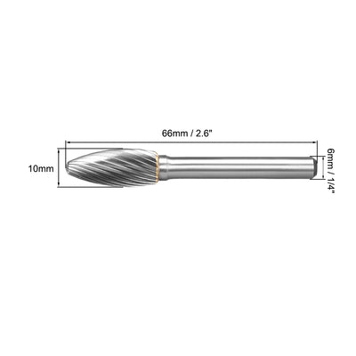 Harfington Uxcell Tungsten Carbide Single Cut Rotary Burrs File 10mm Oval Shape with 1/4" Shank