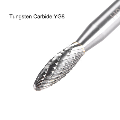 Harfington Uxcell Tungsten Carbide Double Cut Rotary Burrs File Oval Shape 1/4" Shank 1/4" Head