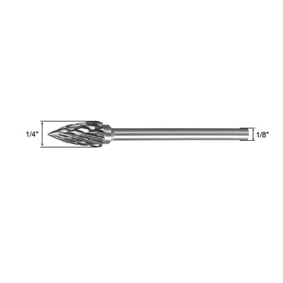Harfington Uxcell Rotary Files Double Cut Pointed Tree G Type 1/8" Shank 1/4" Head Size 3pcs