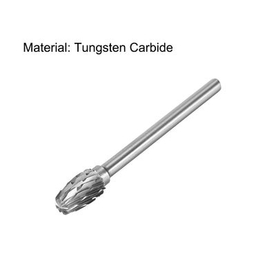 Harfington Uxcell Rotary Burrs File Double Cut Oval Shape with 1/8" Shank and 1/4" Head Size 3pcs