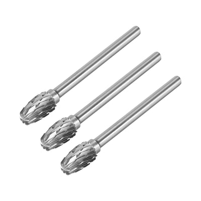 Harfington Uxcell Rotary Burrs File Double Cut Oval Shape with 1/8" Shank and 1/4" Head Size 3pcs