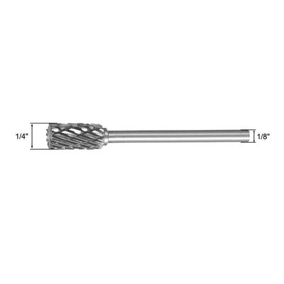 Harfington Uxcell Rotary Burrs File Double Cut Cylinder Shape w 1/8" Shank and 1/4" Head Size 2pcs