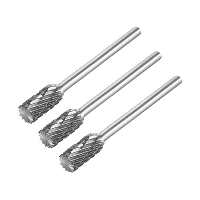 Harfington Uxcell Rotary Burrs File Double Cut Cylinder Shape w 1/8" Shank and 1/4" Head Size 3pcs