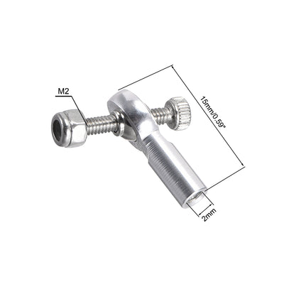 Harfington Uxcell 2 PCS M2/2mm 15mm Linkage Rod End Tie Rod End Ball Head Joint Adapter Silver Tone for RC  Crawler Boat