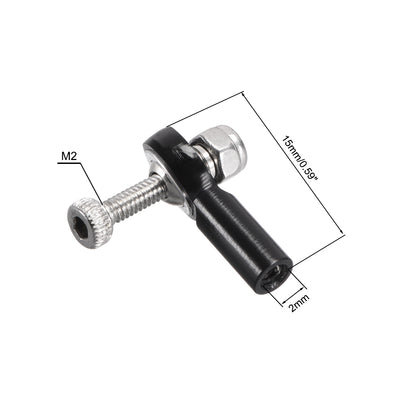 Harfington Uxcell 2 PCS M2/2mm 15mm Linkage Rod End Tie Rod End Ball Head Joint Adapter Black for RC  Crawler Boat