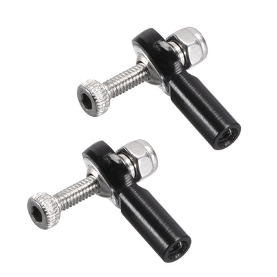 Harfington Uxcell 2 PCS M2/2mm 15mm Linkage Rod End Tie Rod End Ball Head Joint Adapter Black for RC  Crawler Boat