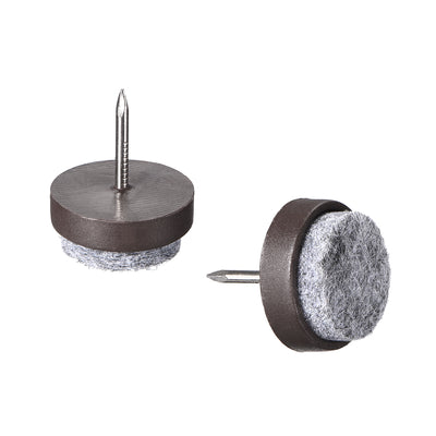 German-Made Furniture Felt Pads With Nails - Brown, 27mm, Pack Of 24, Floor Protectors