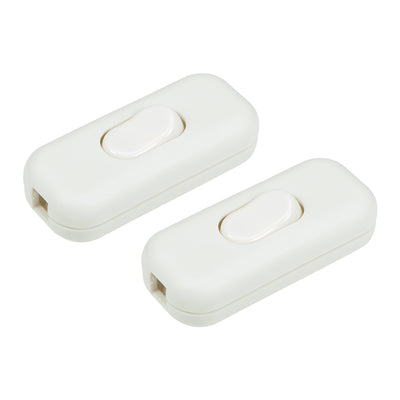 Harfington Uxcell Inline Cord Switch AC 250V 6A On/Off Rocker Switch Table Lamp Desk Light Switch, White 2pcs