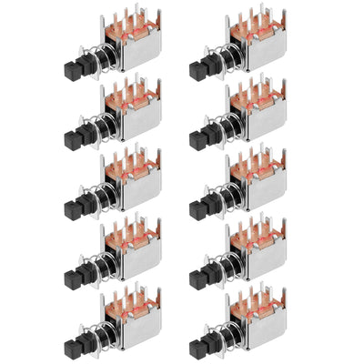 Harfington Uxcell Push Button Switch DPDT 6 Pin 1 Position Self-Locking Black 10pcs