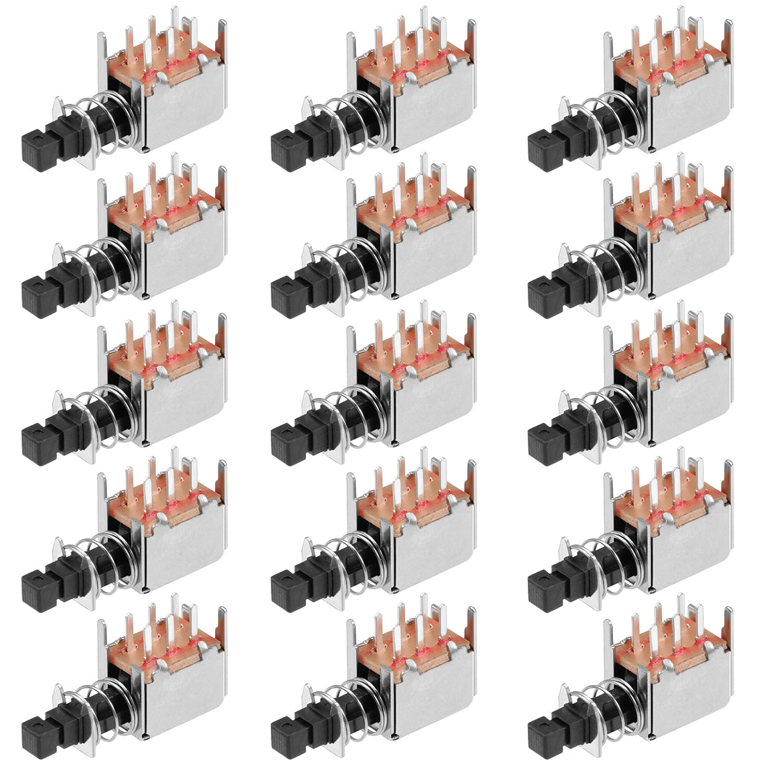 uxcell Uxcell Push Button Switch DPDT 6 Pin 1 Position Self-Locking Black 15pcs