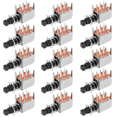 Harfington Uxcell Push Button Switch DPDT 6 Pin 1 Position Self-Locking Black 15pcs